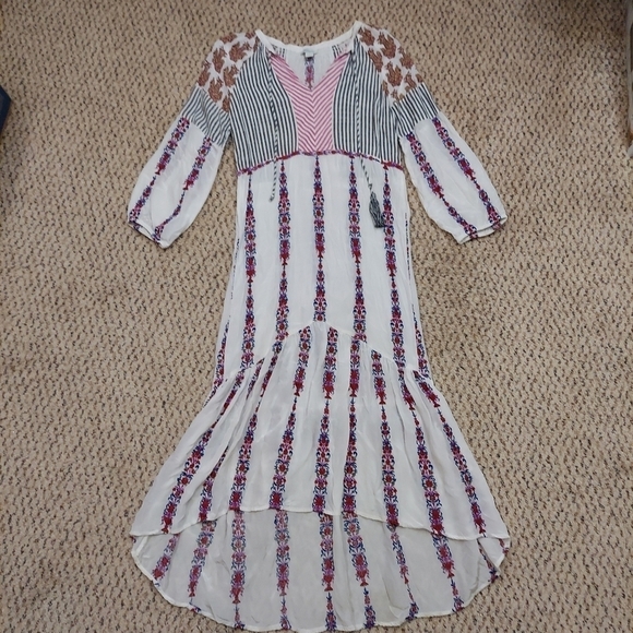 Sundance Dresses & Skirts - Sundance Mixed Print Striped Embroidered Floral Dress Women’s S Bohemian